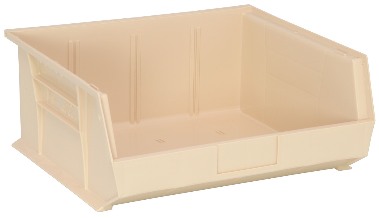 Bin, stacking or hanging, 16-1/2"W x 14-3/4"D x 7"H, Ivory, Ivory, Polypropylene, QUS250IVCS