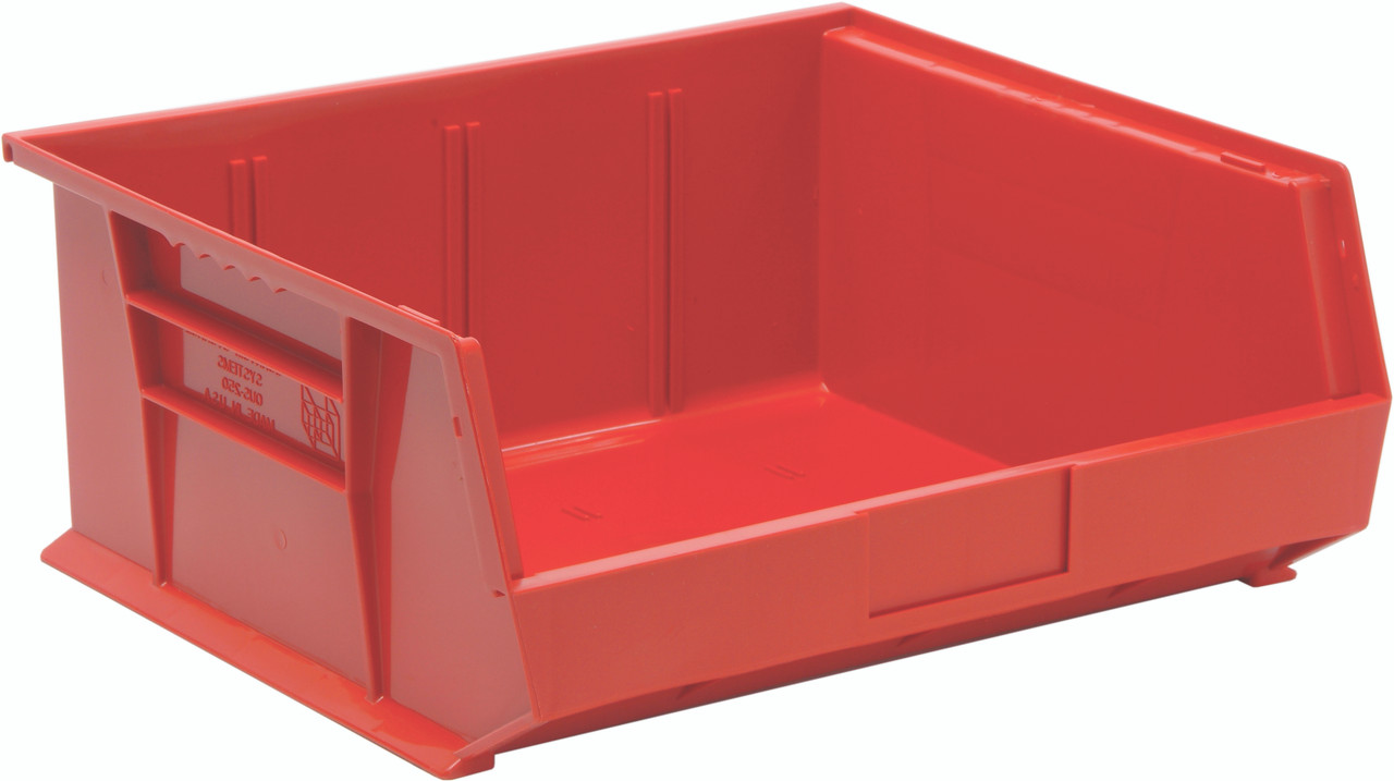 Bin, stacking or hanging, 16-1/2"W x 14-3/4"D x 7"H, Red, Red, Polypropylene, QUS250RDCS