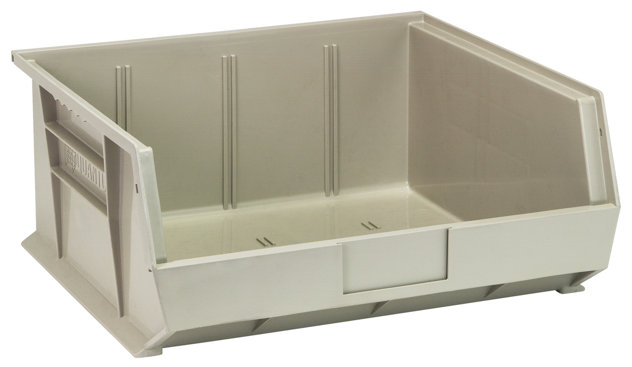 Bin, stacking or hanging, 16-1/2"W x 14-3/4"D x 7"H, Stone, Stone, Polypropylene, QUS250SN
