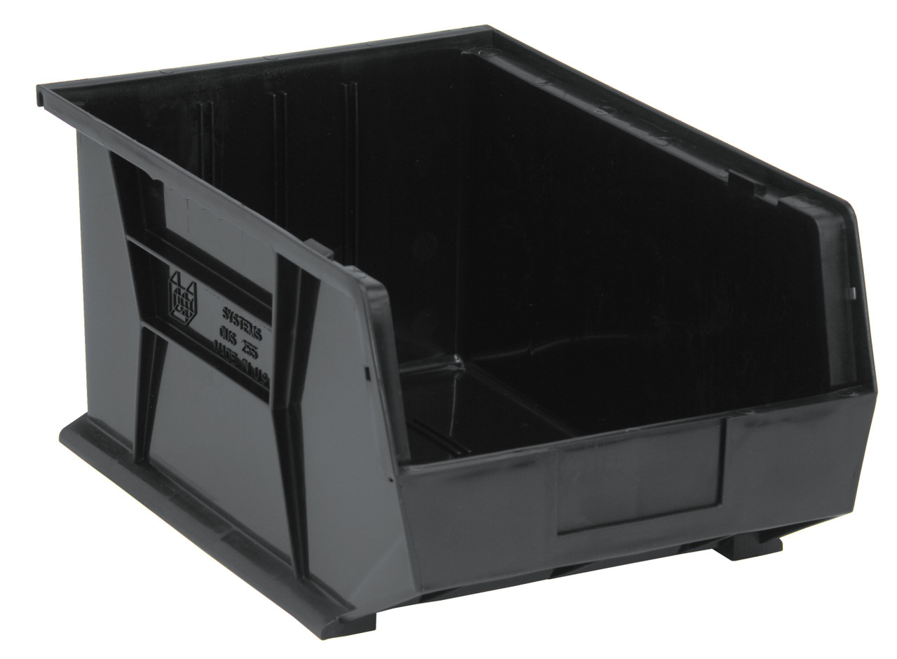 Bin, stacking or hanging, 11"W x 16"D x 8"H, Black, Black, Recycled PP, QUS255BRCS