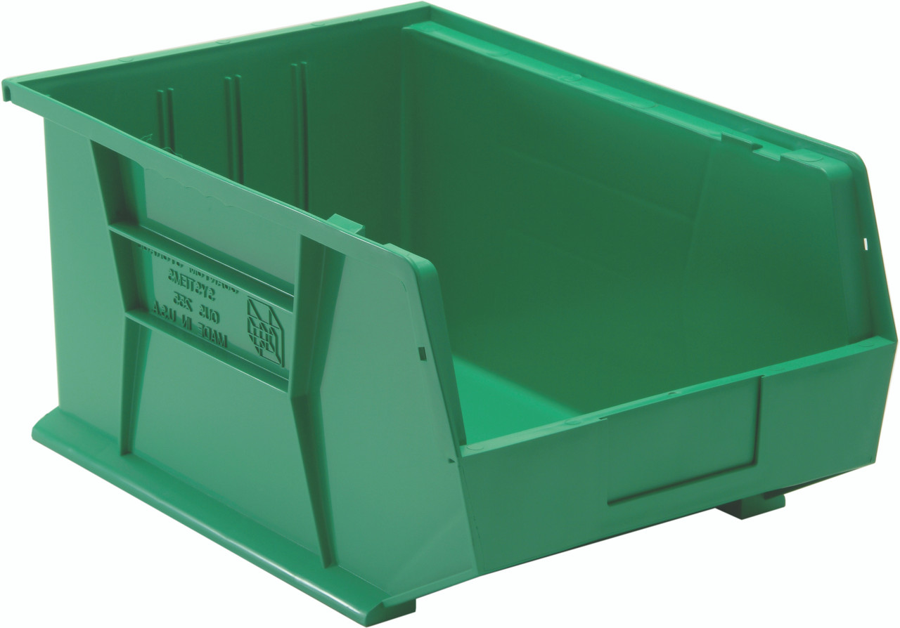 Bin, stacking or hanging, 11"W x 16"D x 8"H, Green, Green, Polypropylene, QUS255GNCS