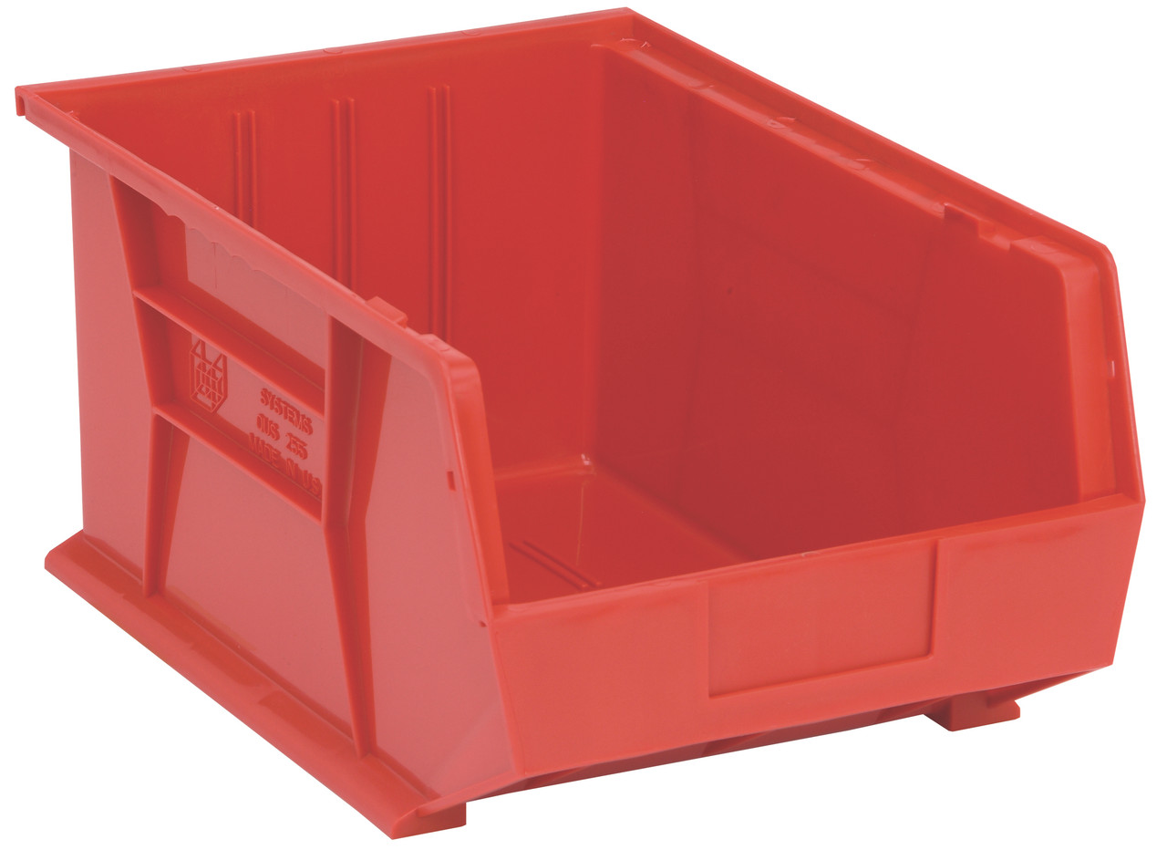 Bin, stacking or hanging, 11"W x 16"D x 8"H, Red, Red, Polypropylene, QUS255RDCS