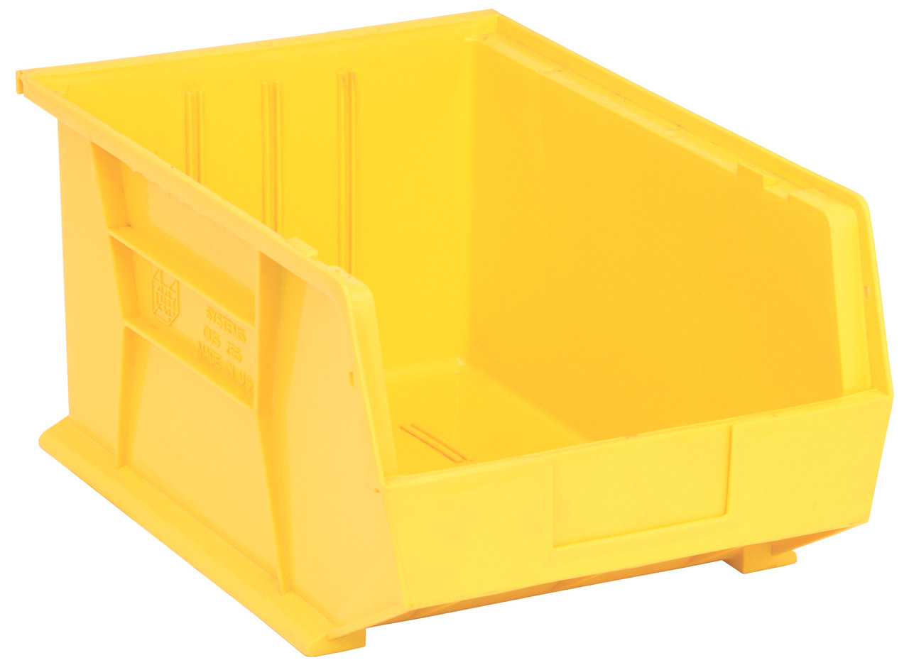 Bin, stacking or hanging, 11"W x 16"D x 8"H, Yellow, Yellow, Polypropylene, QUS255YL