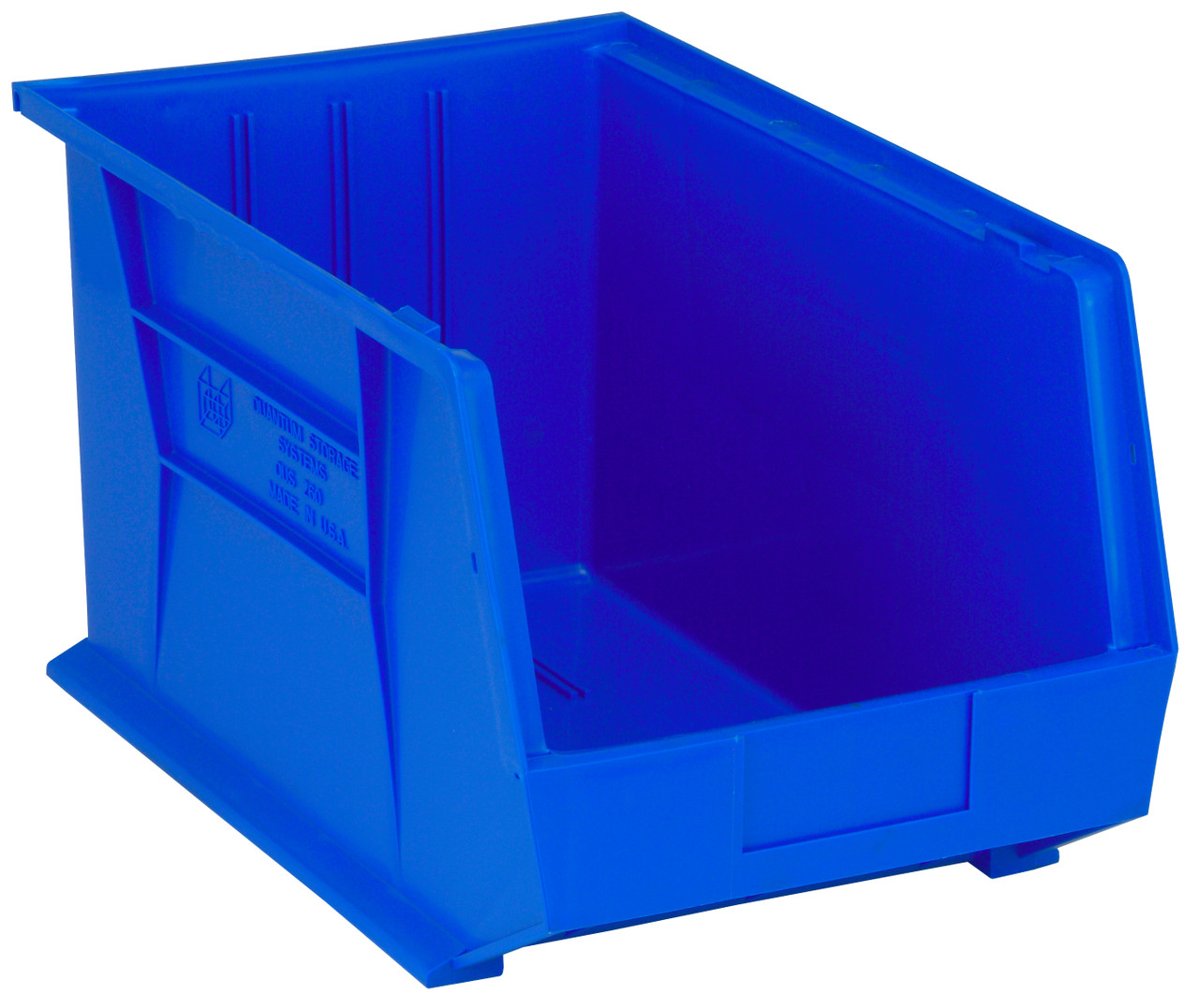 Bin, stacking or hanging, 11"W x 18"D x 10"H, Blue, Blue, Polypropylene, QUS260BLCS