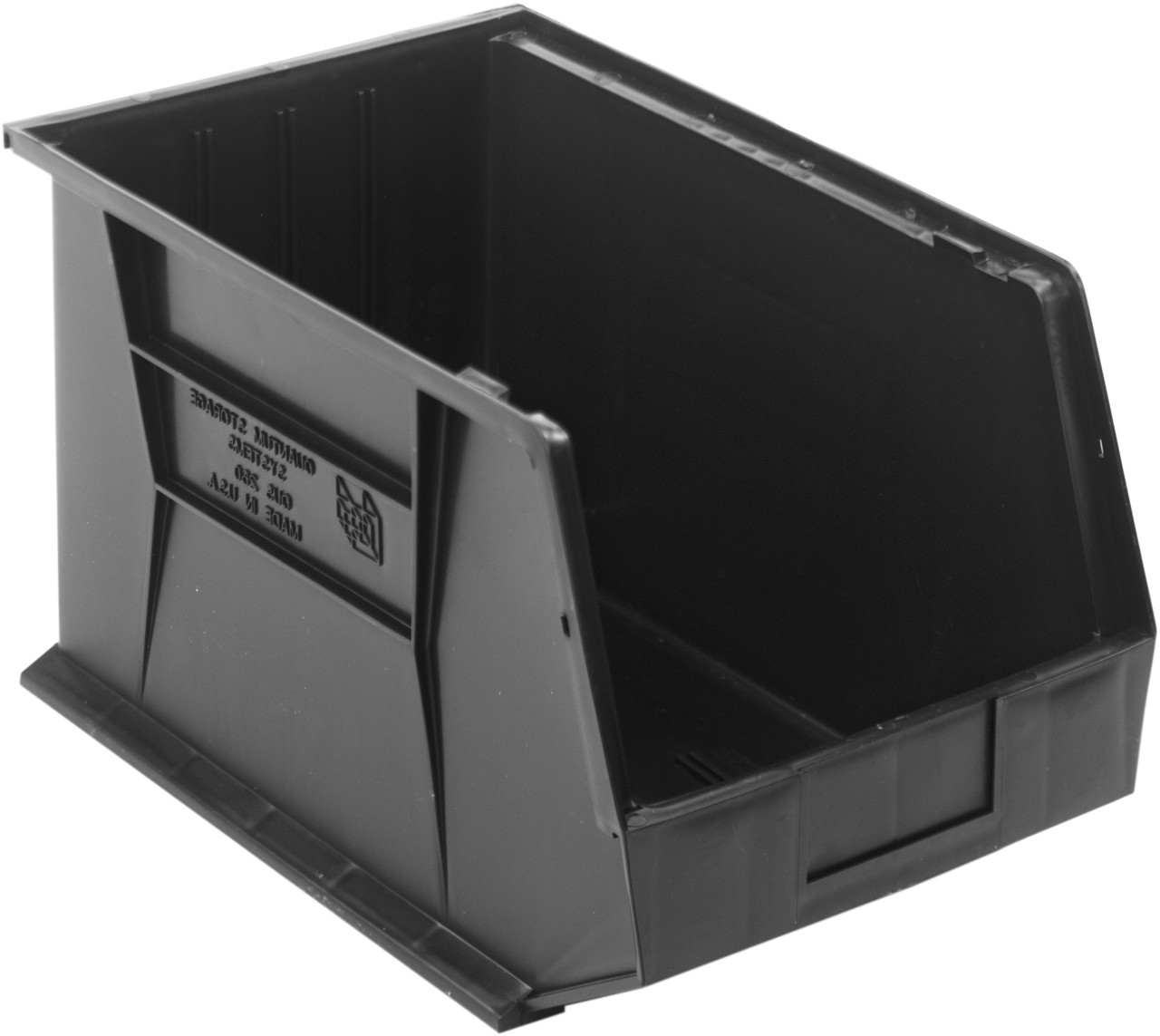 Bin, stacking or hanging, 11"W x 18"D x 10"H, Black, Black, Recycled PP, QUS260BRCS