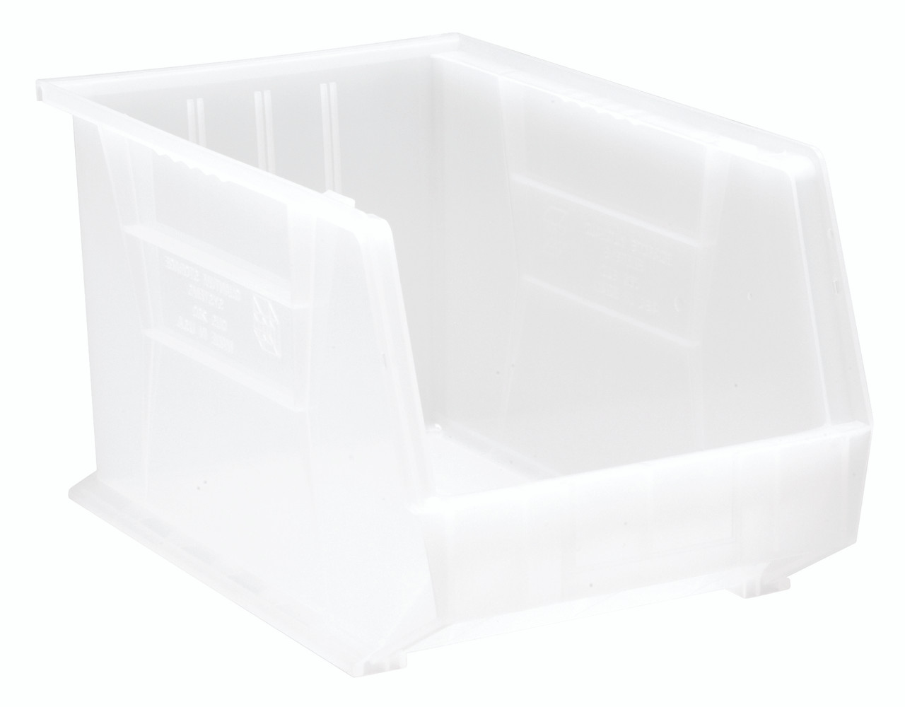 Bin, stacking or hanging, 11"W x 18"D x 10"H, Clear, Clear, Polypropylene, QUS260CL