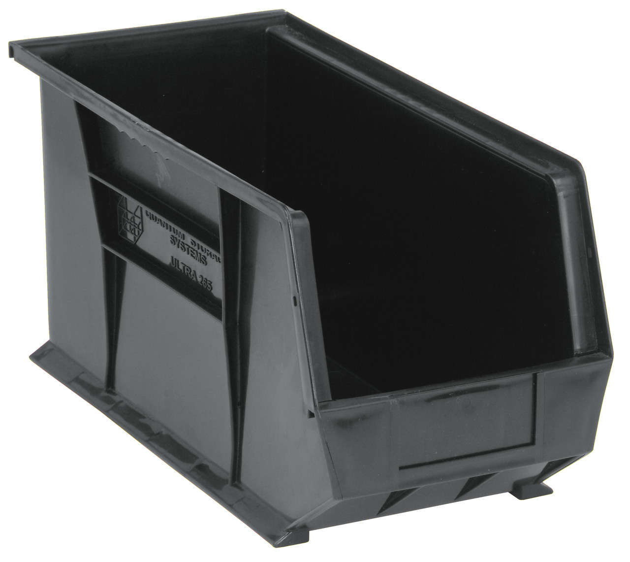 Bin, stacking or hanging, 8-1/4"W x 18"D x 9"H, Black, Black, Recycled PP, QUS265BRCS