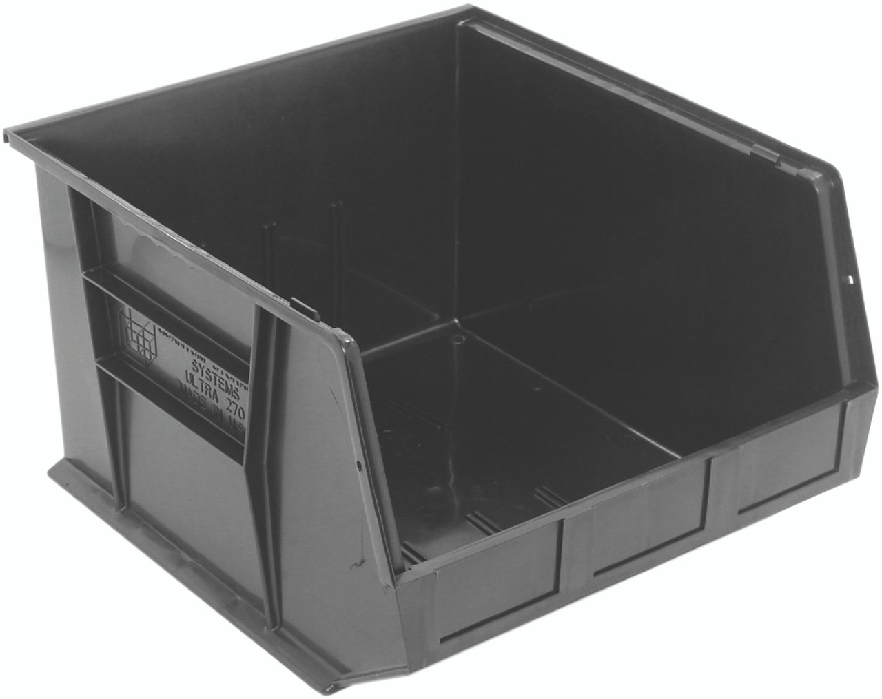 Bin, stacking or hanging, 16-1/2"W x 18"D x 11"H, Black, Black, Polypropylene, QUS270BK