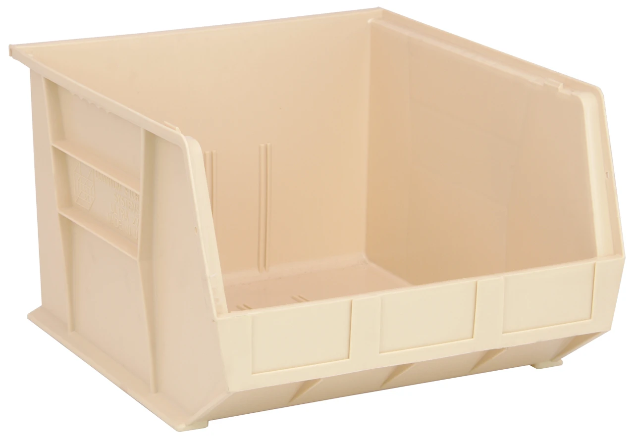 Bin, stacking or hanging, 16-1/2"W x 18"D x 11"H, Ivory, Ivory, Polypropylene, QUS270IV