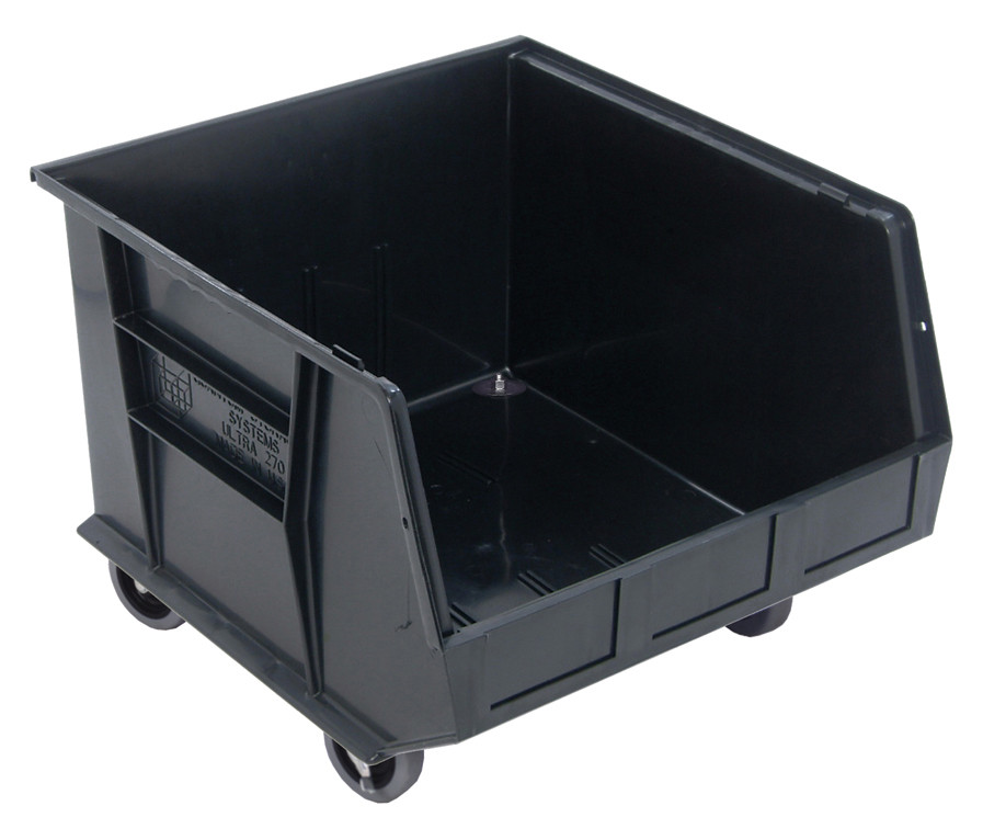 Bin, stacking or hanging, 16-1/2"W x 18"D x 14"H, Black, Black, Recycled PP, QUS275MOBBR