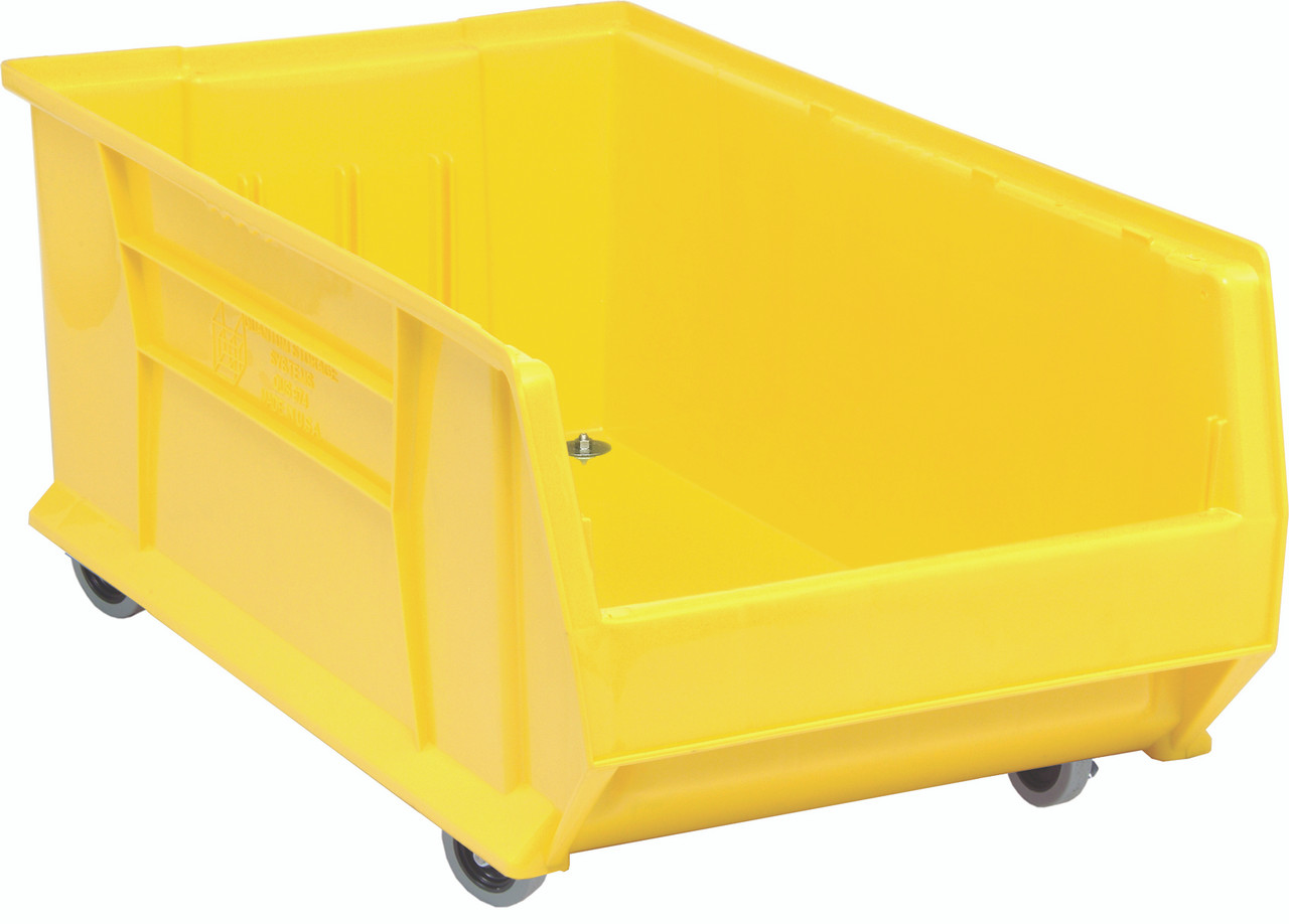 Hulk 30" Container, mobile, 29-7/8"L x 16-1/2"W x 14"H, Yellow, Yellow, Polypropylene, QUS984MOBYL
