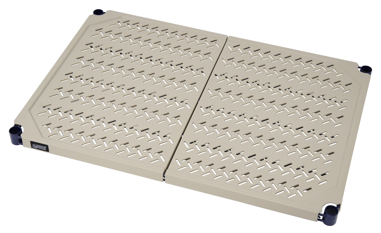 Shelf, open grid, 600 lb. capacity per shelf, Blue/Tan, 0, CarbonSteel/Polymer, RP2436E