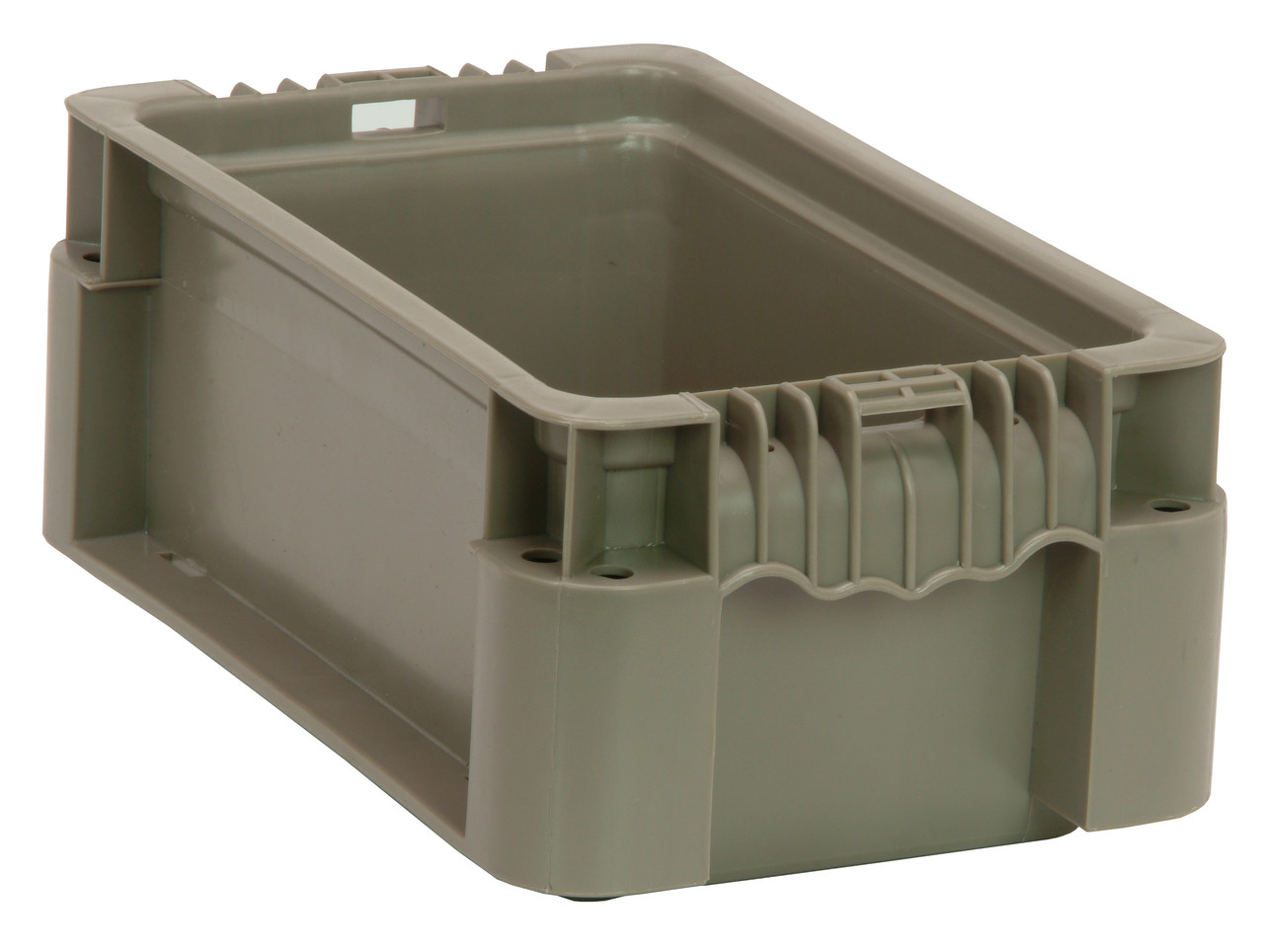 Stacker Straight Wall Container, 12"L x 7-1/2"W x 5"H, up to 175 lbs. stack capacity, Gray, Gray, Polyethylene, RSO1207-5
