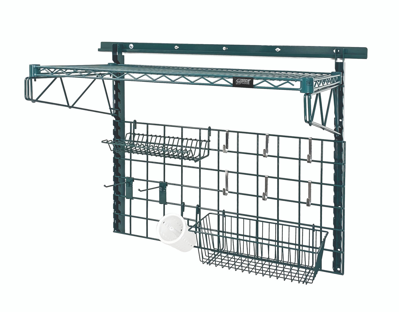 Store Grid Medium-Duty Kit, includes: (1) 40" wall track, (2) 31" upright, Epoxy Coated, Green, 0, Carbon Steel, SGK-401836-2P