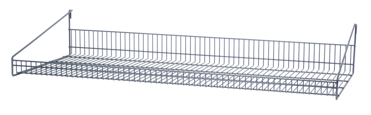 Store Grid Shelf, 48"W x 18"D x 7-1/2"H, with retaining front edge, Epoxy Coated, Gray, 0, Carbon Steel, SG-LS1848GY