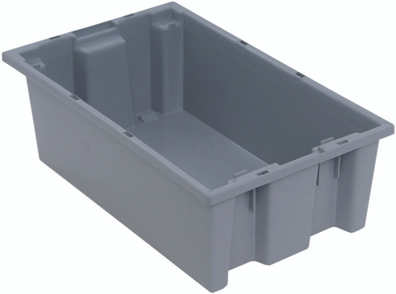 Stack and Nest Tote, 18"D x 11"W x 6"H, heavy duty, Gray, Gray, Polypropylene, SNT180GYCS