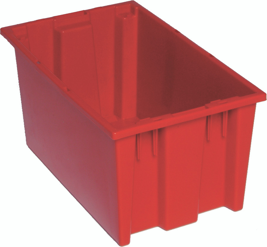 Stack and Nest Tote, 18"D x 11"W x 9"H, heavy duty, Red, Red, Polypropylene, SNT185RD