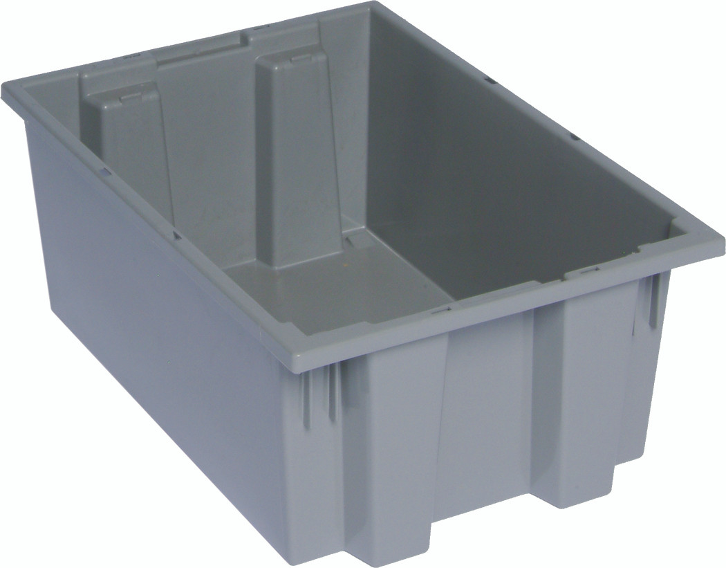 Stack and Nest Tote, 19-1/2"D x 13-1/2"W x 8"H, heavy duty, Gray, Gray, Polypropylene, SNT200GY