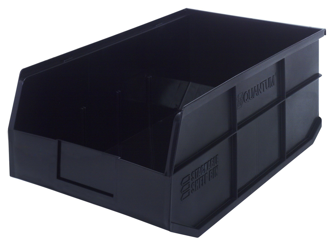 Stackable Shelf Bin, 11"W x 18"D x 7"H, autoclavable up to 250°F, Black, Black, Polypropylene, Case of 6, SSB465BK