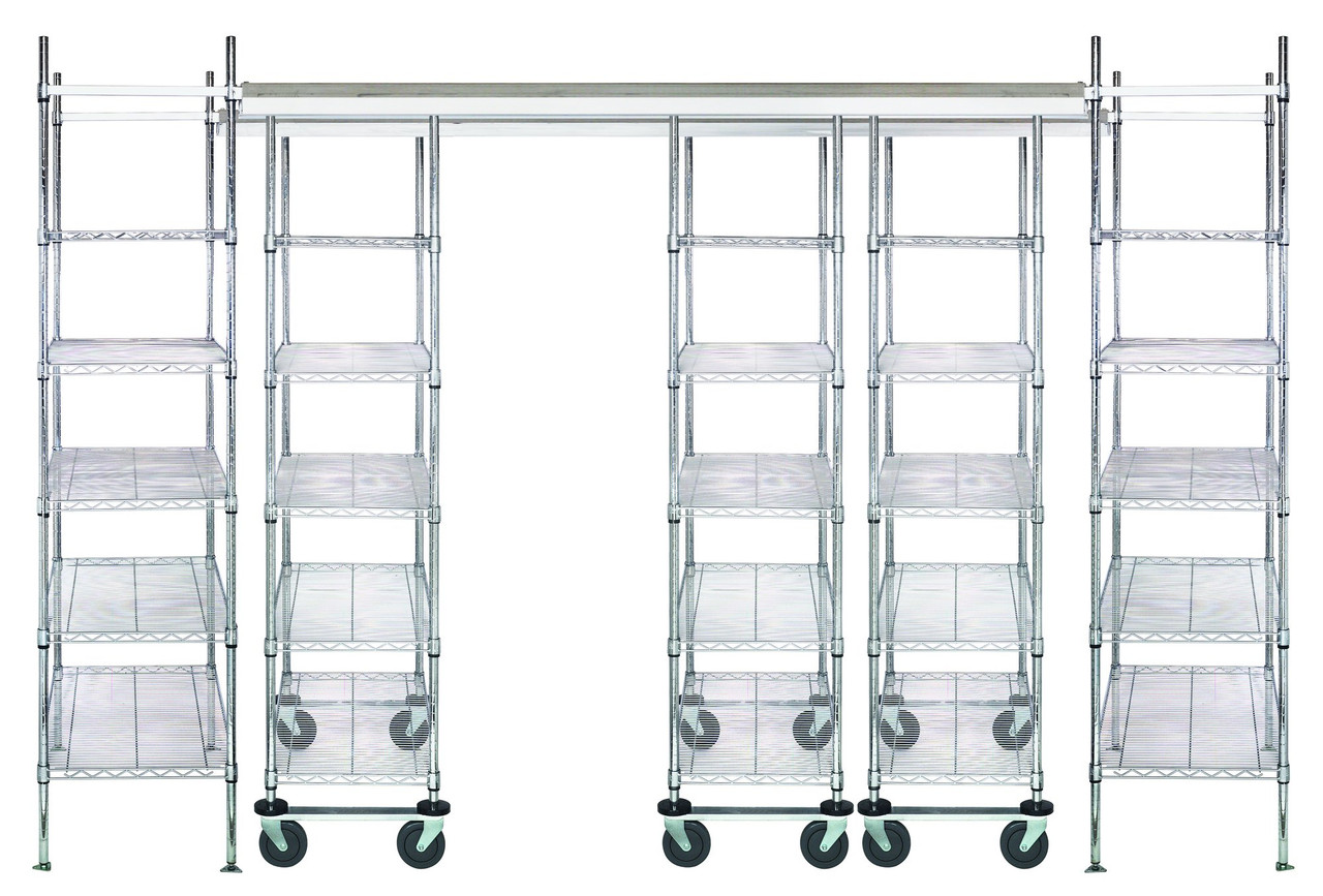 Overhead Track System, includes: (2) 11' tracks, (2) stationary end kits (includes: (8) posts, Epoxy Coated, Black, 0, Carbon Steel, TK11-2460BK