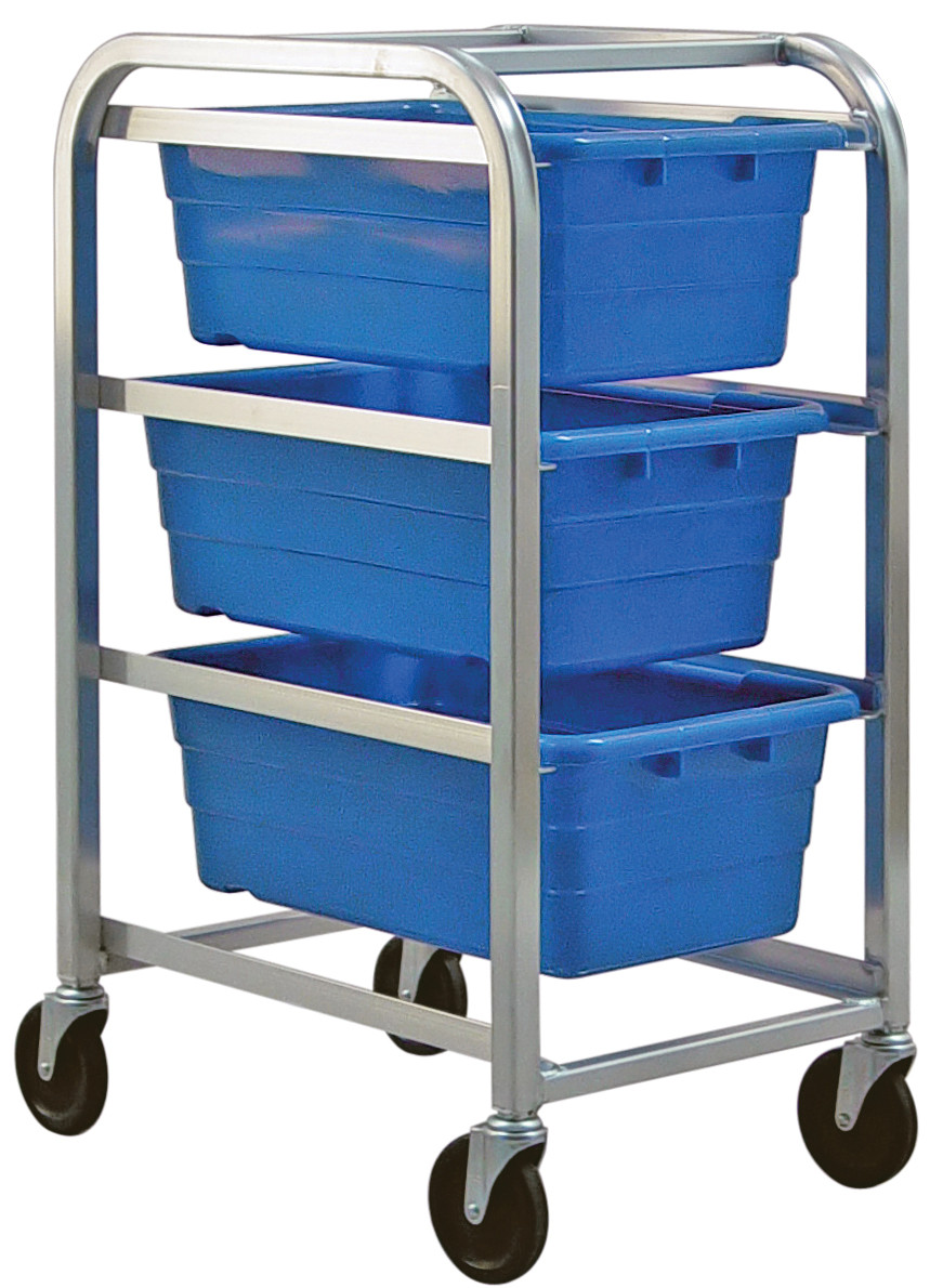 Tub Rack, mobile, 60 lb. weight capacity per bin, Gray Metallic, Blue, Aluminum, TR3-2516-8BL