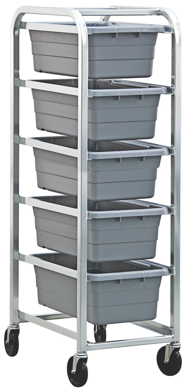 Tub Rack, mobile, 60 lb. weight capacity per bin, Gray Metallic, Gray, Aluminum, TR5-2516-8GY