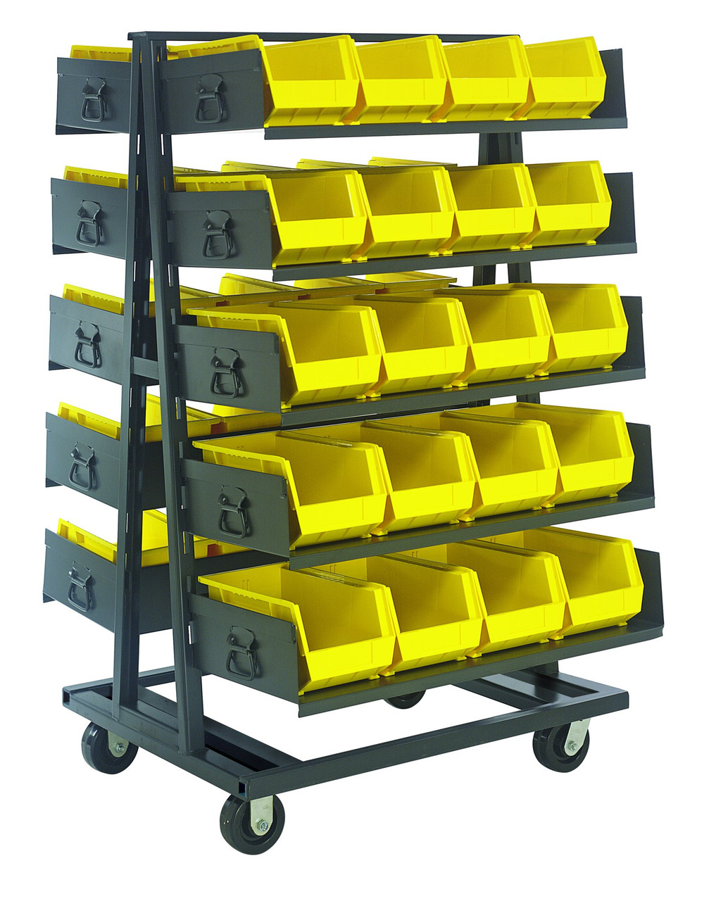 Removable Tray Truck System, double sided, 38"W x 40"D x 67"H, Black, Yellow, Carbon Steel, TTD-OT15-240YL