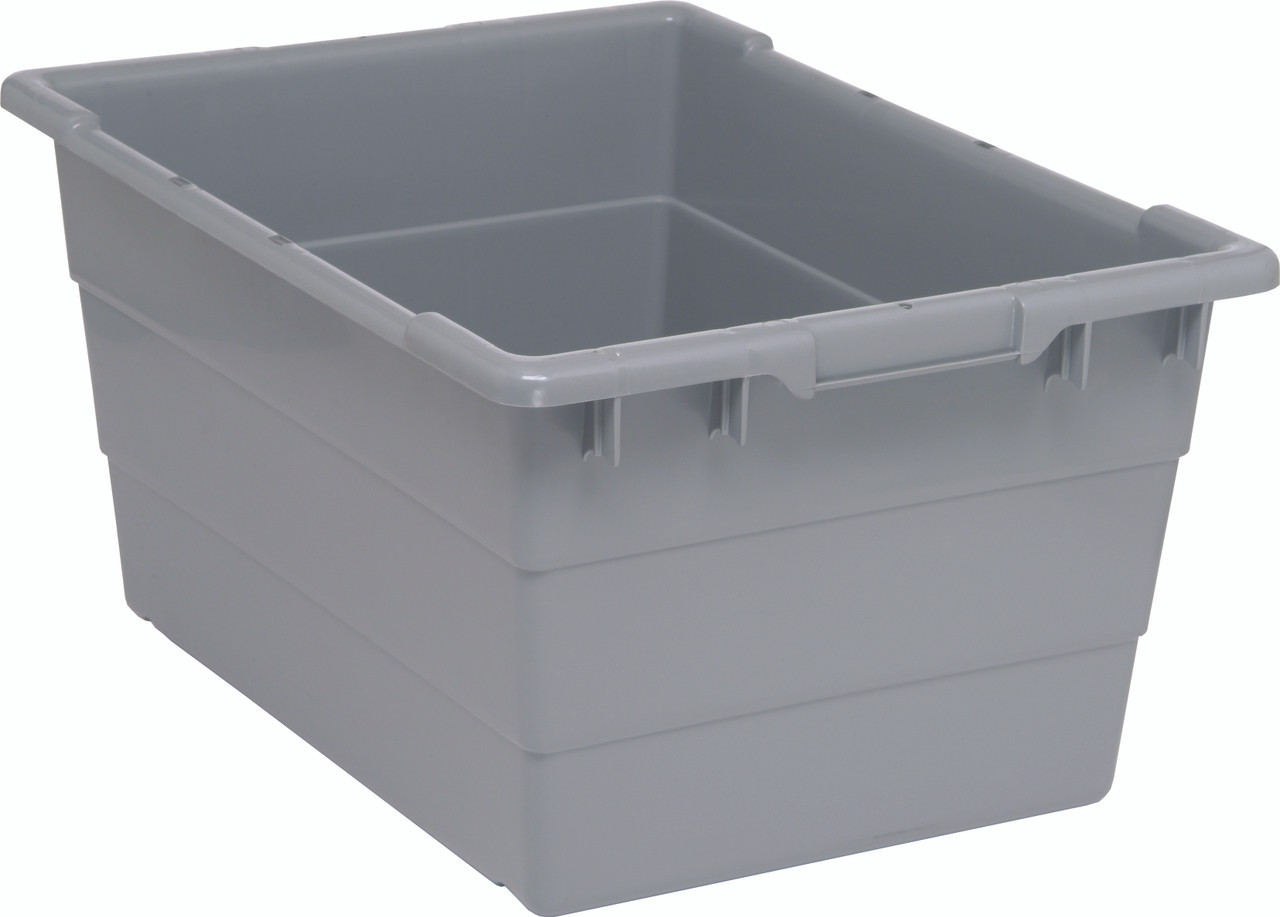 Cross Stack Tub, 14.38 gallon capacity, 100 lb. weight capacity, Gray, Gray, Polypropylene, TUB2417-12GYCS