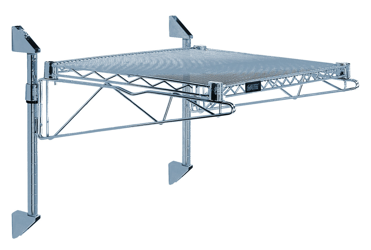 Cantilever Single Shelf Post Wall Mount, (1) 72"W x 18"D shelf, (2) 14" posts, Epoxy Coated, Gray, 0, Carbon Steel, WC14-CB1872GY