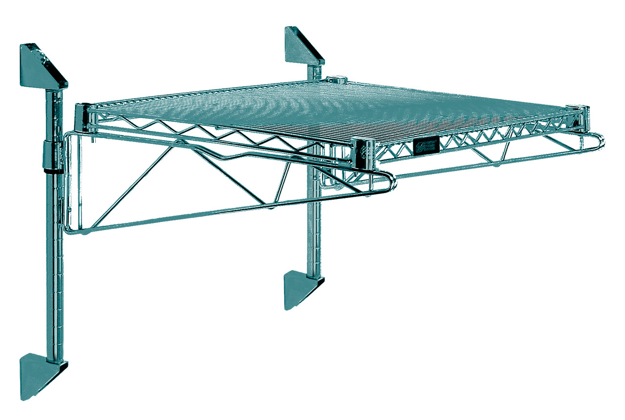 Cantilever Single Shelf Post Wall Mount, (1) 54"W x 24"D shelf, (2) 14" posts, Epoxy Coated, Green, 0, Carbon Steel, WC14-CB2454P