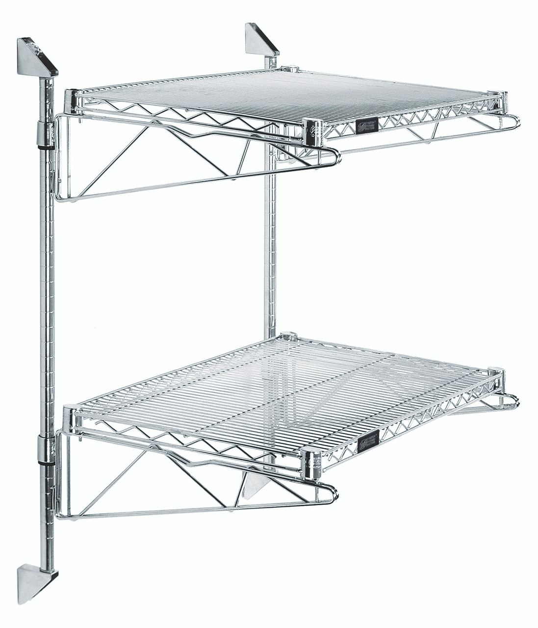 Cantilever Double Shelf Post Wall Mount, (2) 54"W x 18"D shelves, (2) 34" posts, Chrome, 0, Carbon Steel, WC34-CB1854C