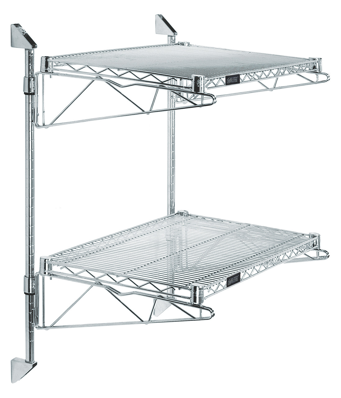Cantilever Double Shelf Post Wall Mount, (2) 72"W x 21"D shelves, (2) 34" posts, Chrome, 0, Carbon Steel, WC34-CB2172C