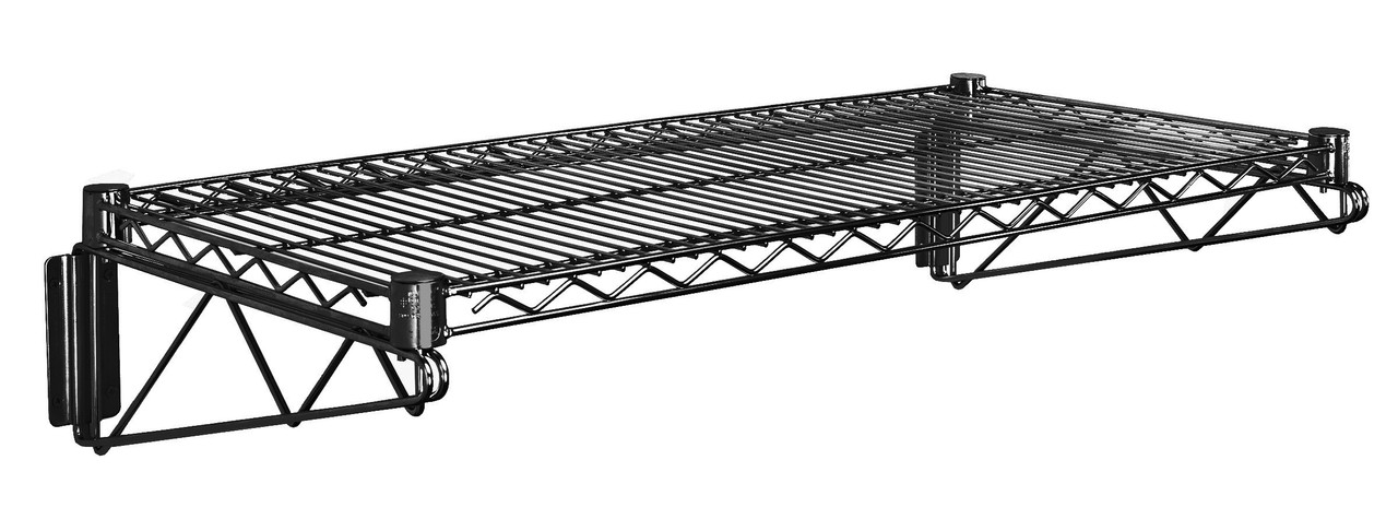 Cantilever Single Shelf, wall mount, (1) 48"W x 14"D wire shelf, Epoxy Coated, Black, 0, Carbon Steel, WDWB1448BK