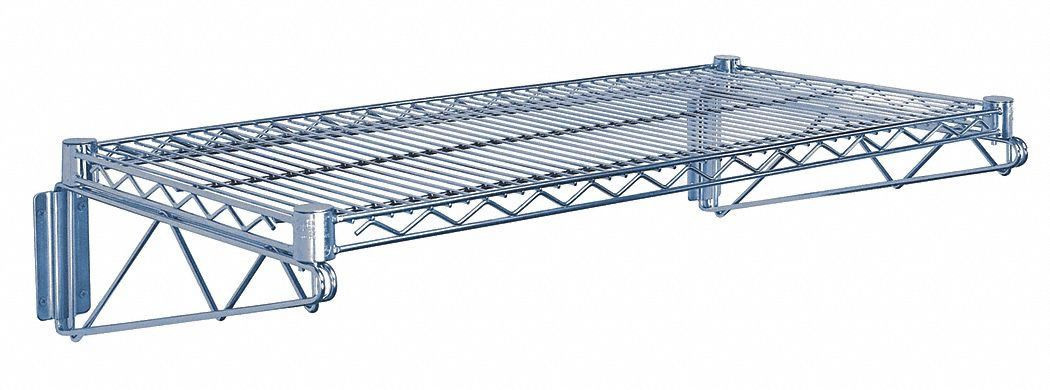 Cantilever Single Shelf, wall mount, (1) 24"W x 24"D wire shelf, Epoxy Coated, Gray, 0, Carbon Steel, WDWB2424GY