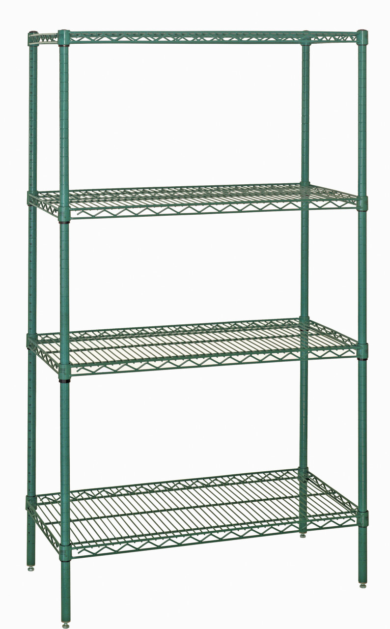 Wire Shelving Starter Kit, 36"W x 30"D x 54"H, 600 - 800 lb. capacity, Epoxy Coated, Green, 0, Carbon Steel, WR54-3036P