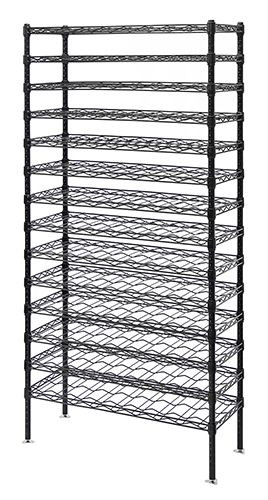 Wine Cradle Shelving Unit, wire, 48"W x 14"D x 74"H, Epoxy Coated, Black, 0, Carbon Steel, WR74-1448WSBK