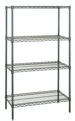 Wire Shelving Starter Kit, 36"W x 24"D x 74"H, 600 - 800 lb. capacity, Epoxy Coated, Green, 0, Carbon Steel, WR74-2436P