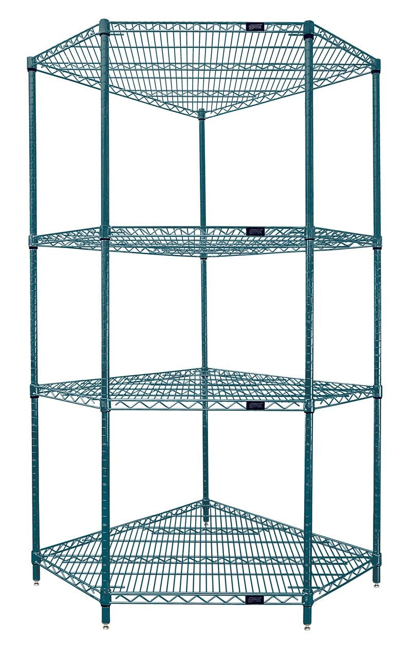 Wire Shelving, Starter Kit, 5-Sided Shelf, Epoxy Coated, Green, 0, Carbon Steel, WR74-2442CRNP