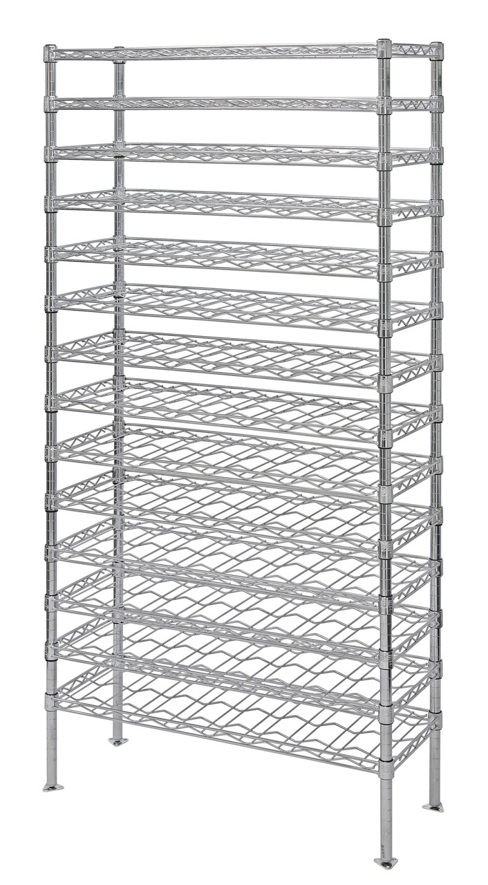 Bulk Wine Shelving Unit, 36"W x 14"D x 74"H, holds up to (12) cases, Chrome, 0, Carbon Steel, WR74-BW1436C