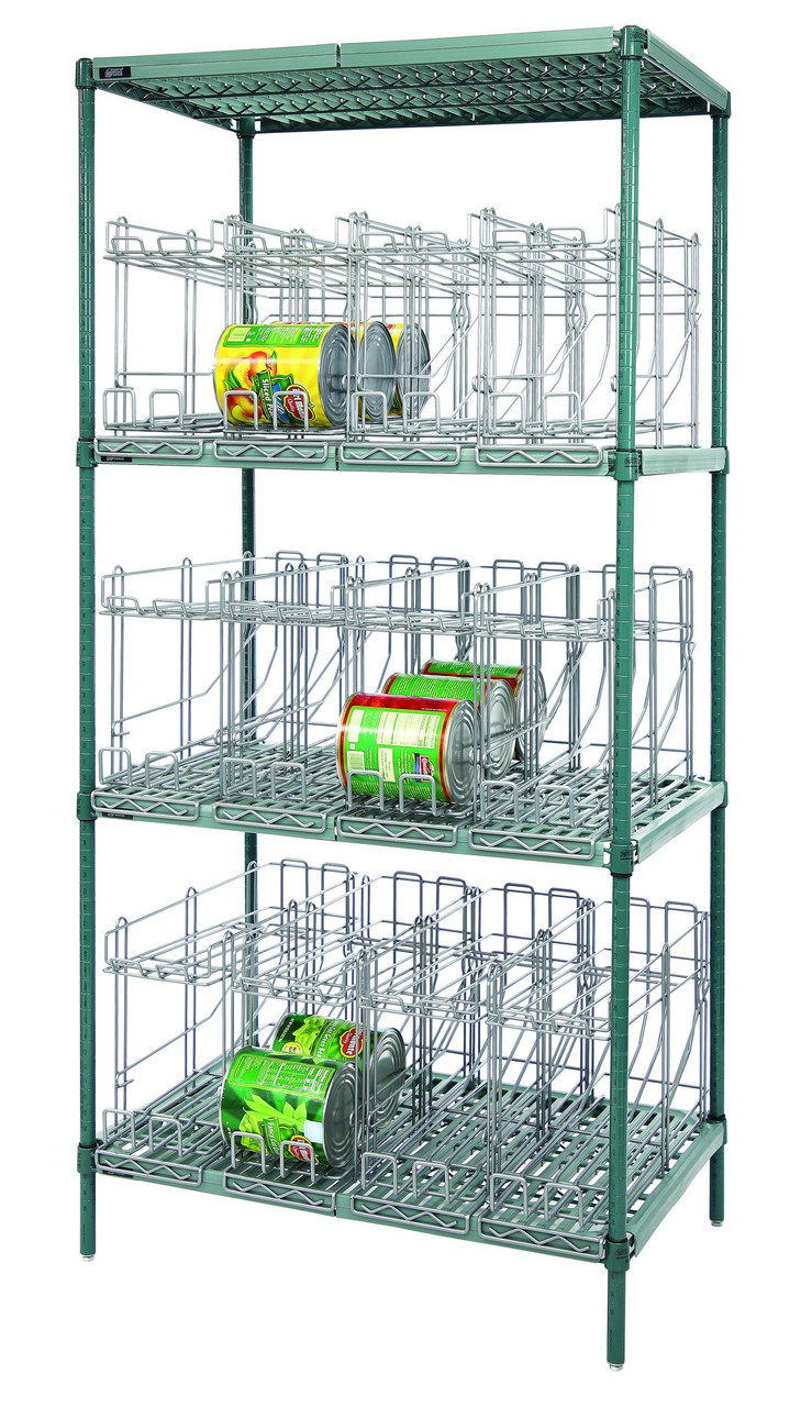 Can Rack Unit, stationary, 36"W x 24"D x 74"H, Epoxy Coated, Green/Polymer, 0, Carbon Steel, WR74-CR2436WPM