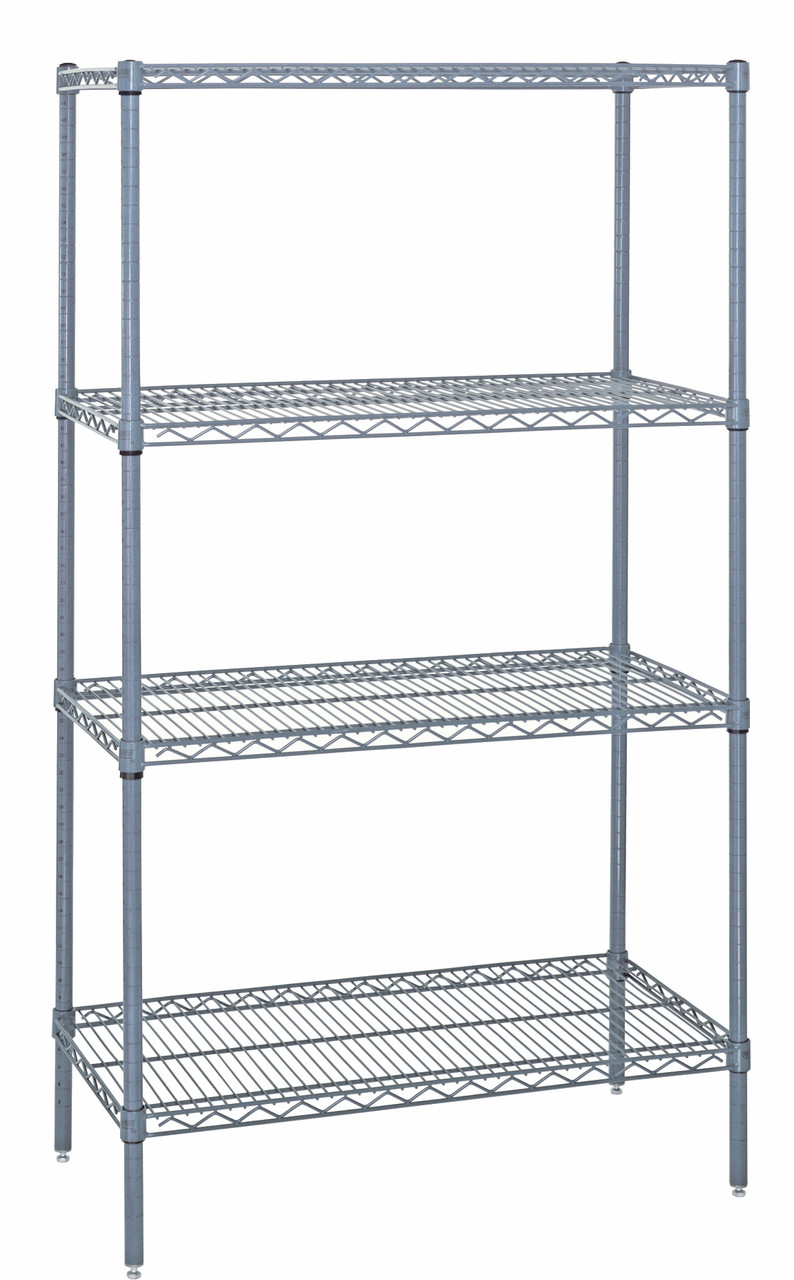 Wire Shelving Starter Kit, 36"W x 14"D x 86"H, 600 - 800 lb. capacity, Epoxy Coated, Gray, 0, Carbon Steel, WR86-1436GY
