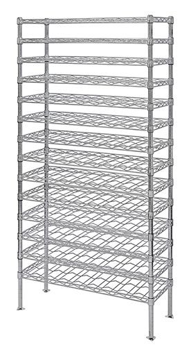 Wine Cradle Shelving Unit, wire, 36"W x 14"D x 86"H, Chrome, 0, Carbon Steel, WR86-1436WSC