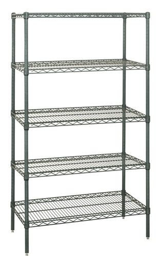Wire Shelving Starter Kit, 60"W x 30"D x 86"H, 600 - 800 lb. capacity, Epoxy Coated, Green, 0, Carbon Steel, WR86-3060P-5