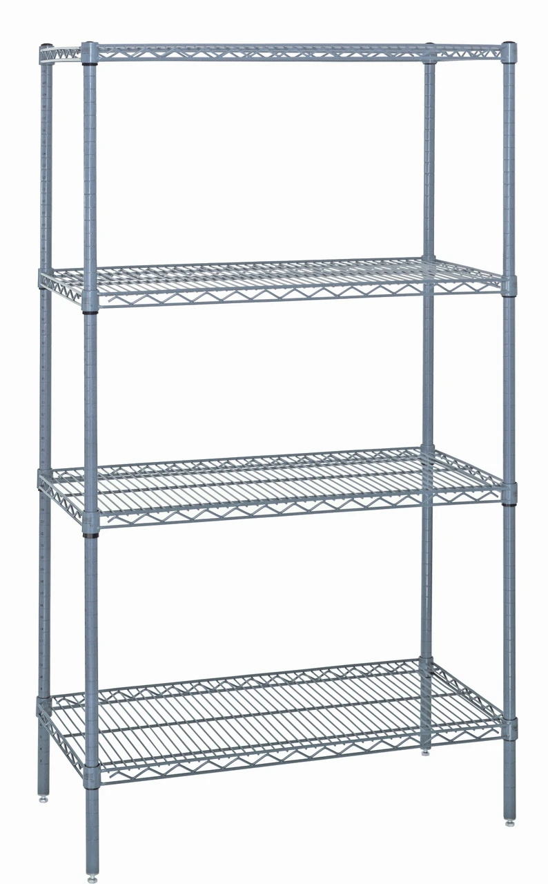 Wire Shelving Starter Kit, 60"W x 36"D x 86"H, 600 - 800 lb. capacity, Epoxy Coated, Gray, 0, Carbon Steel, WR86-3660GY
