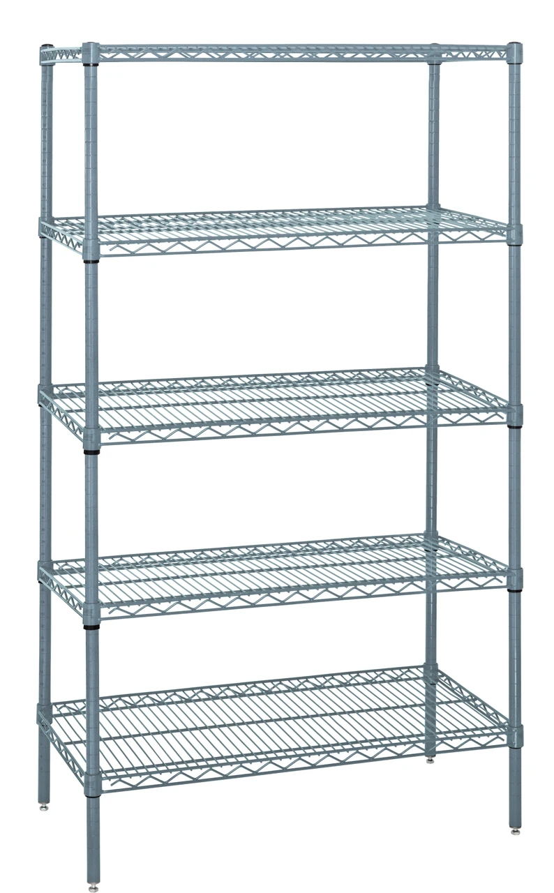 Wire Shelving Starter Kit, 60"W x 36"D x 86"H, 600 - 800 lb. capacity, Epoxy Coated, Gray, 0, Carbon Steel, WR86-3660GY-5