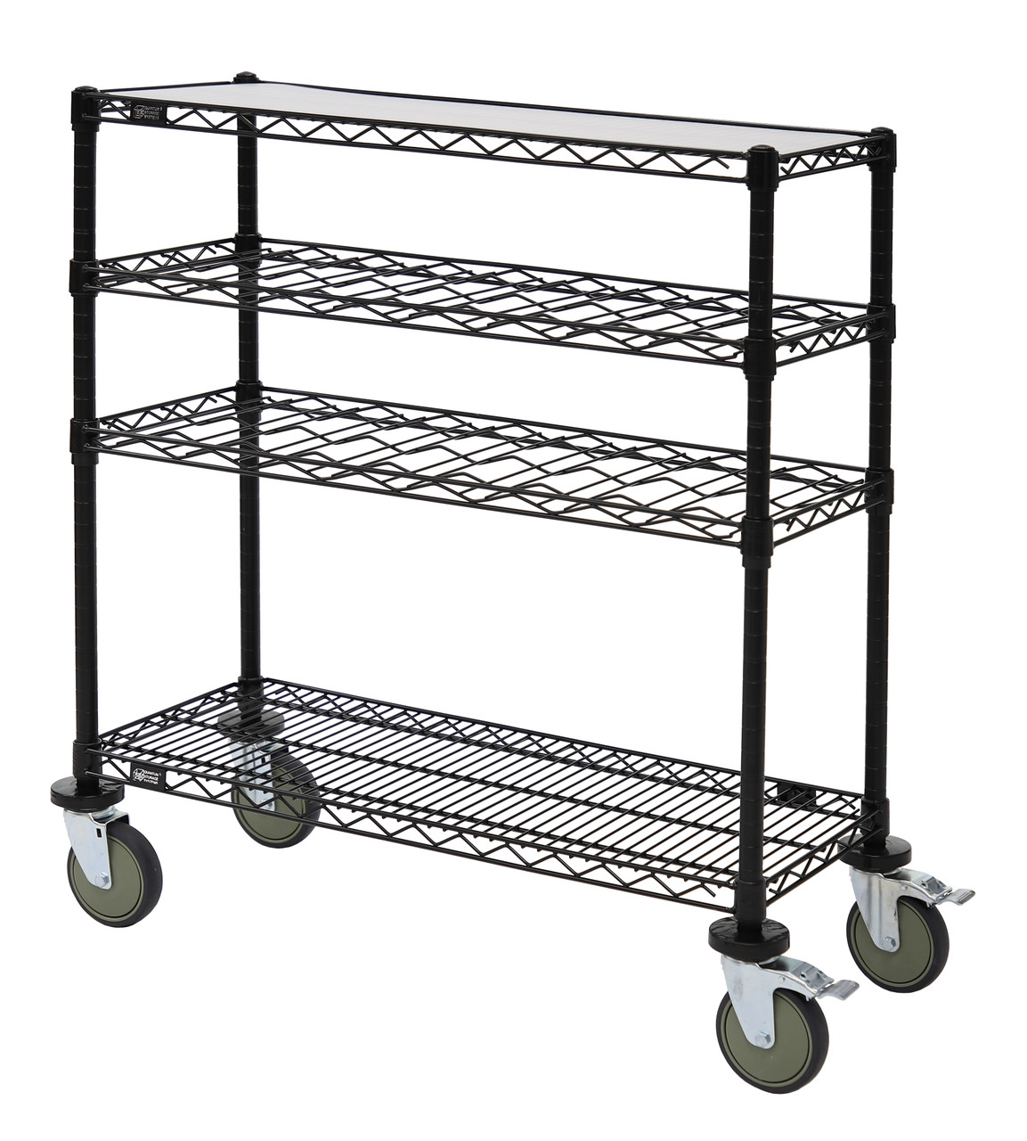 Wine Display/Worktable Cart, 36"W x 14"D x 40"H, 1200 lb. load capacity, Epoxy Coated, Black, 0, Carbon Steel, WRC-1436WSBK