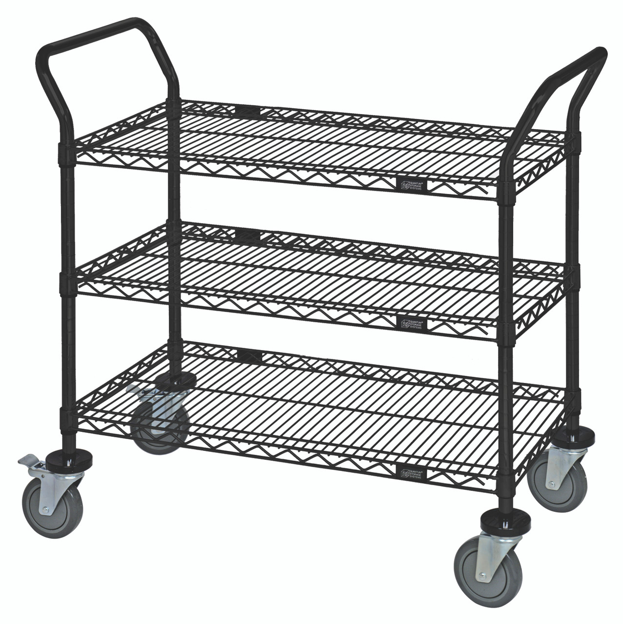 Utility Cart, 30"W x 18"D x 37-1/2"H, 1200 lb. capacity, Epoxy Coated, Black, 0, Carbon Steel, WRC-1830BK-3