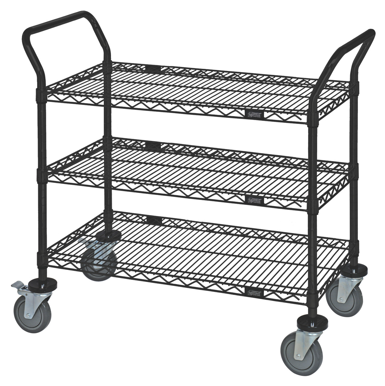 Utility Cart, 30"W x 18"D x 37-1/2"H, 1200 lb. capacity, Epoxy Coated, Black, 0, Carbon Steel, WRC-1830BK-3