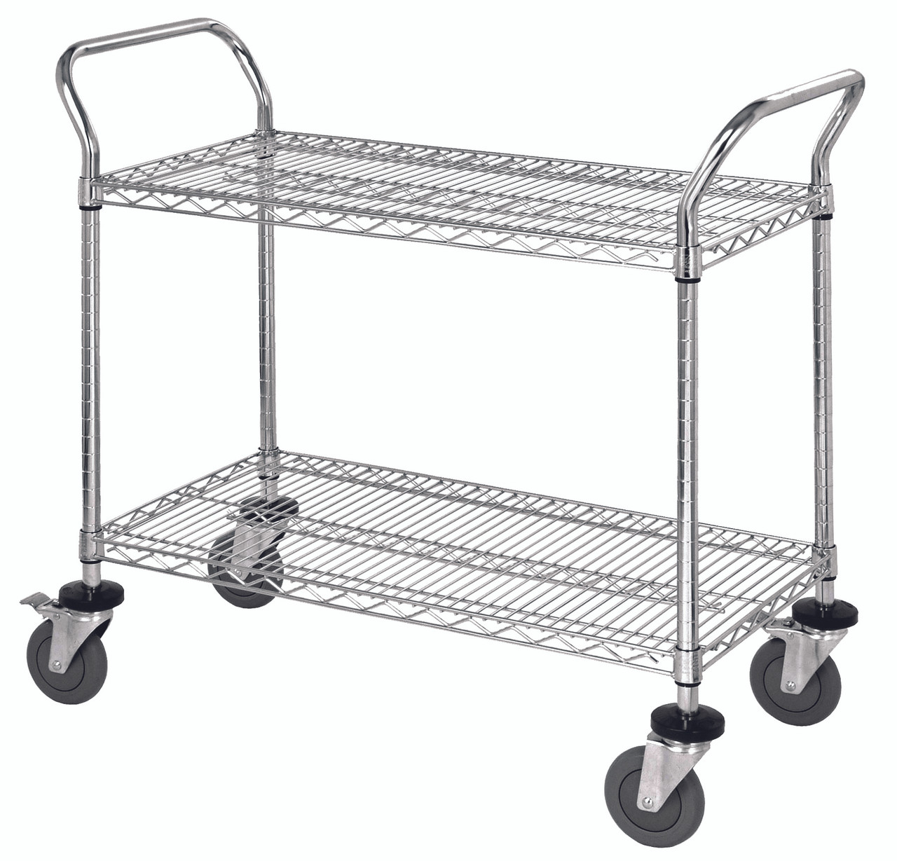 Utility Cart, 36"W x 18"D x 37-1/2"H, (2) wire shelves, Chrome, 0, Carbon Steel, WRC-1836-2