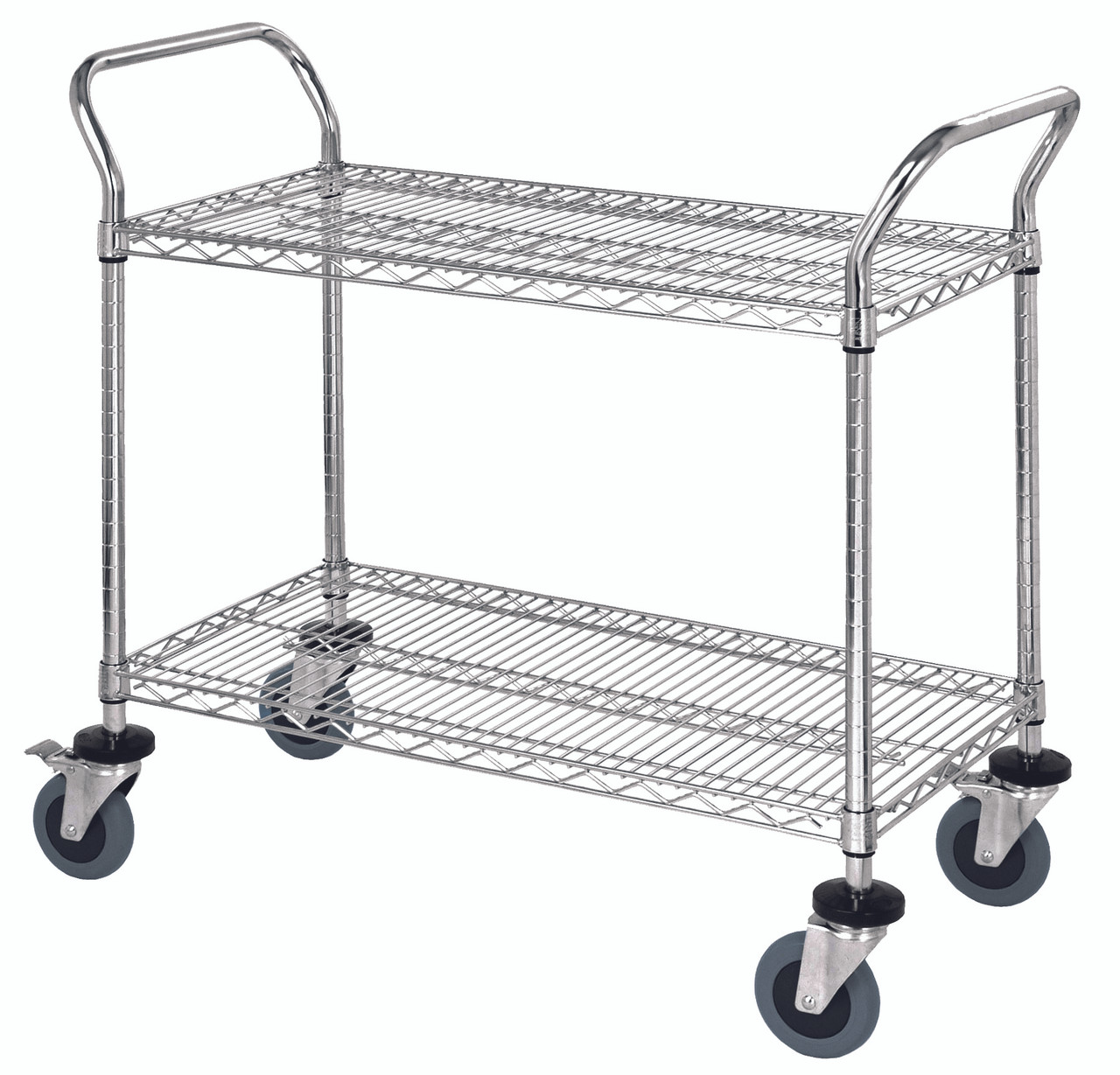 Utility Cart, conductive, 42"W x 18"D x 37-1/2"H, Chrome, 0, Carbon Steel/ESD, WRC-1842-2CO